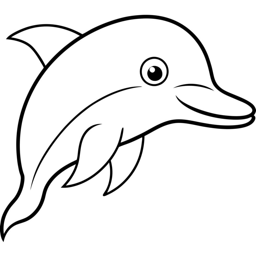 a river dolphin head with white background, illustration line art vector