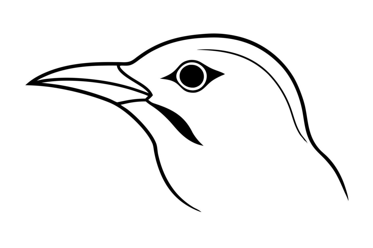 western meadowlark head icon on white background, illustration line art vector