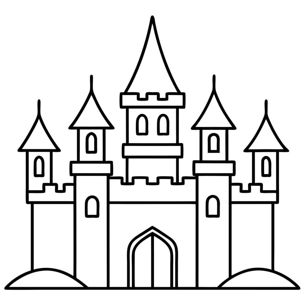 castle, illustration line art vector