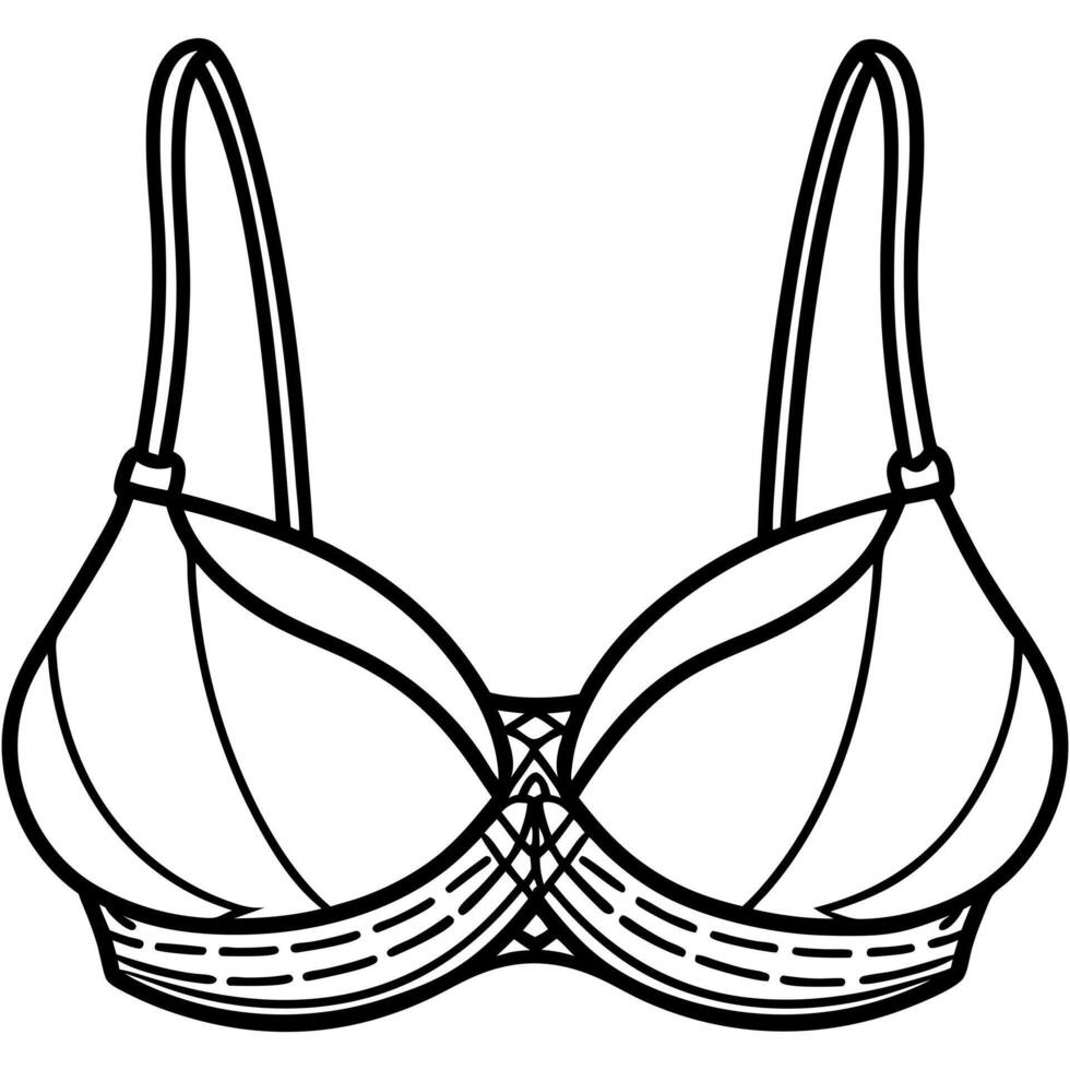 bra on white background, illustration line art vector