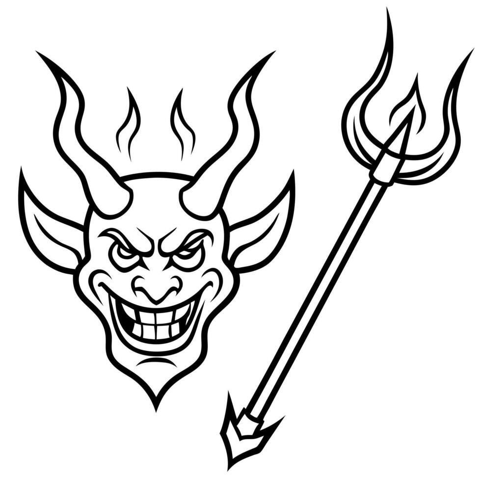 a bold and dynamic illustration of a devil-themed set featuring a variety of elements the vector
