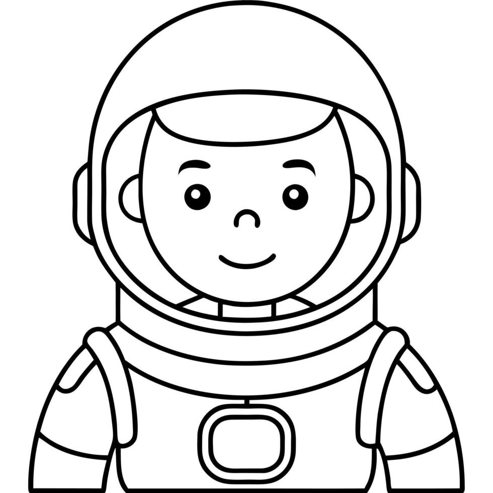 astronaut, low details, coloring pages for kids, illustration line art vector