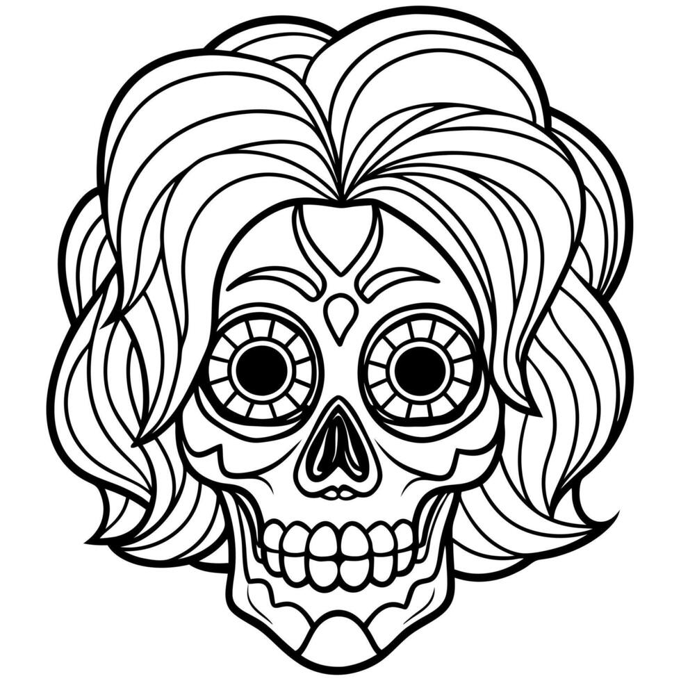 dia de muertos brush stroke line art , white background, illustration line art vector