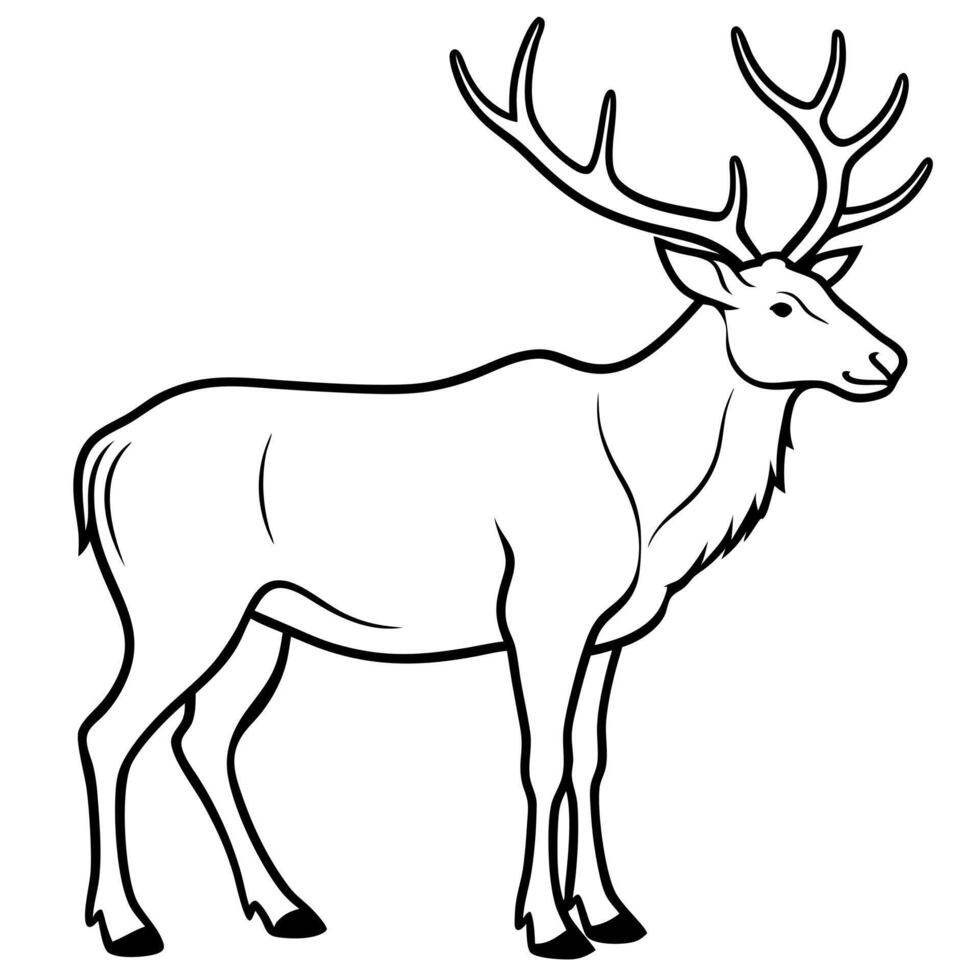elk, illustration line art vector