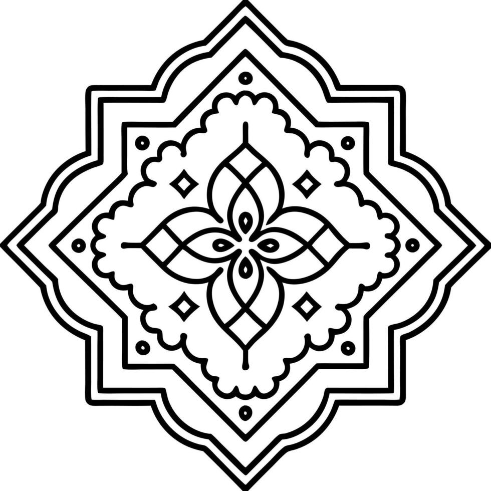 pattern from persian carpet with flexibility, illustration line art vector
