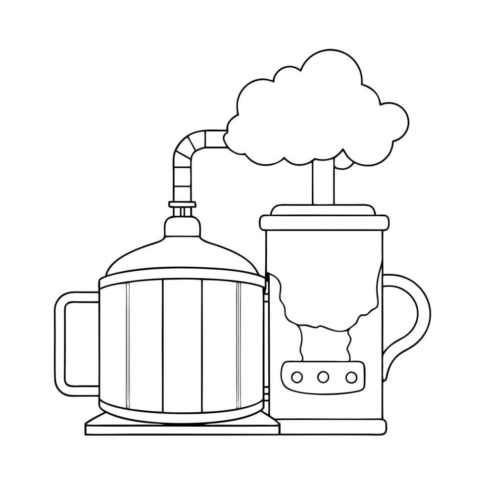 brewing, illustration line art vector