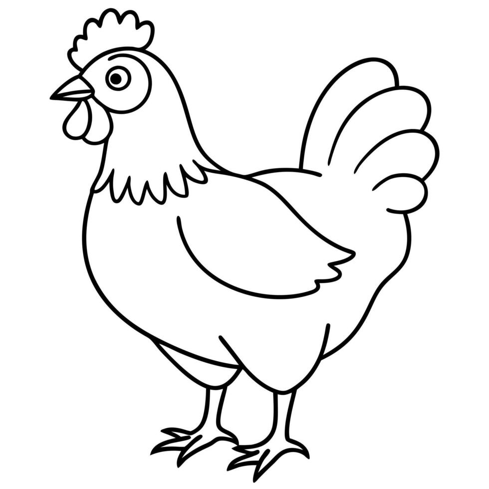 chicken line art, illustration line art vector