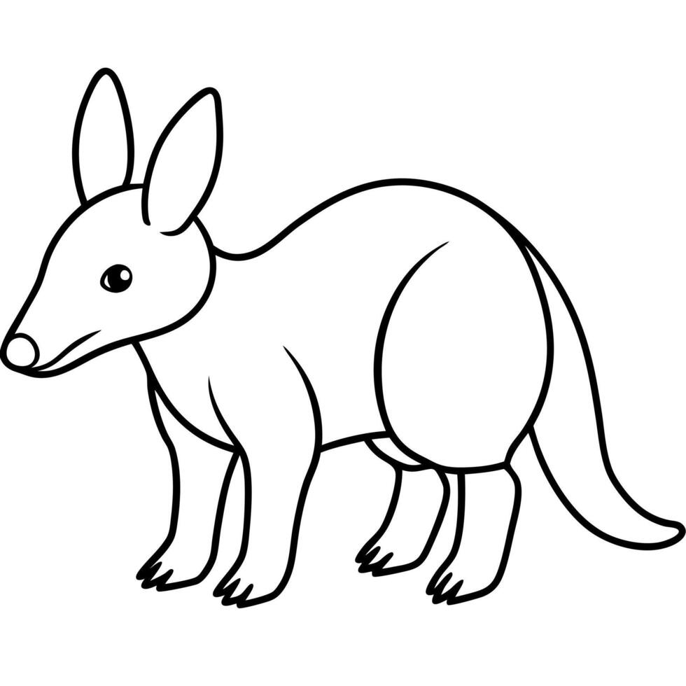 a drawing of a simple cute aardvark, illustration line art vector