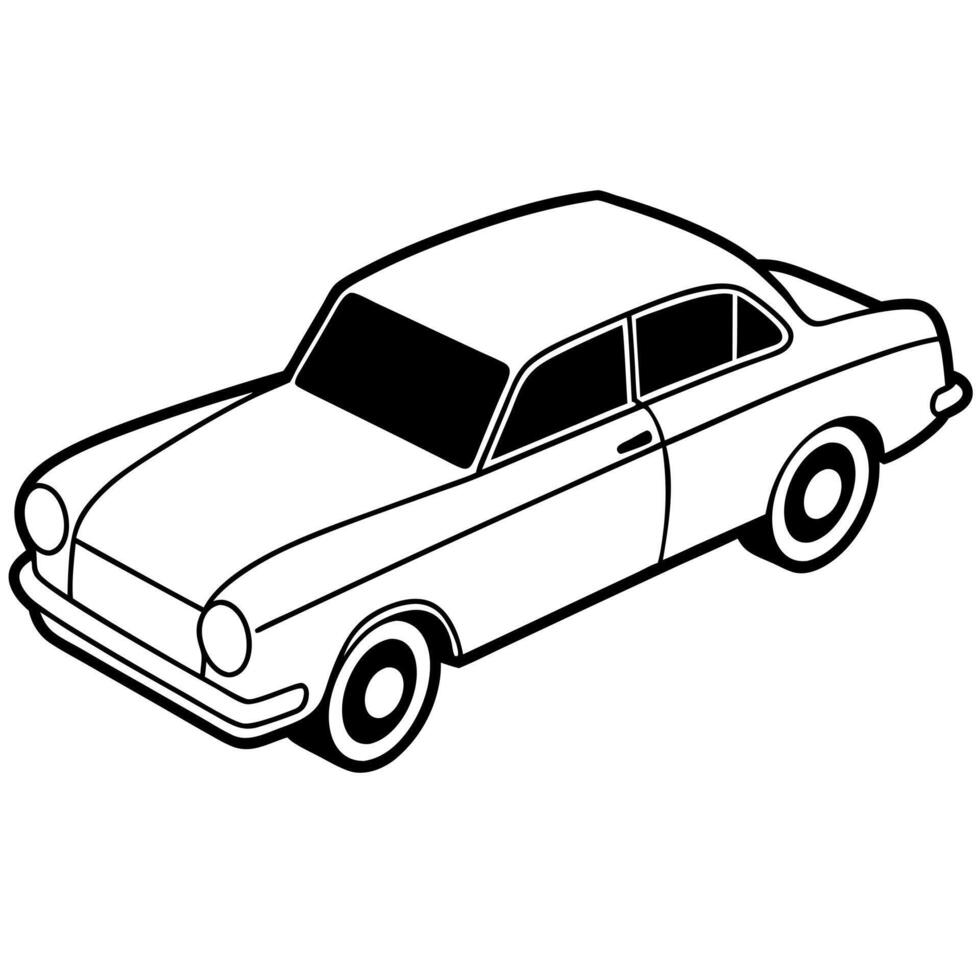 amber vintage car 3d render icon design white background, illustration line art vector