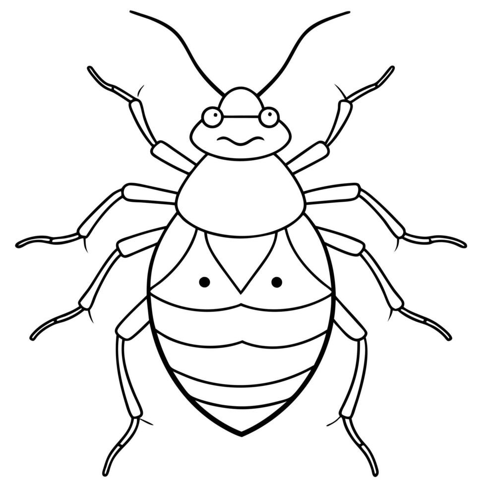 a coloring page of an aphid with no color just black lines, illustration line art vector