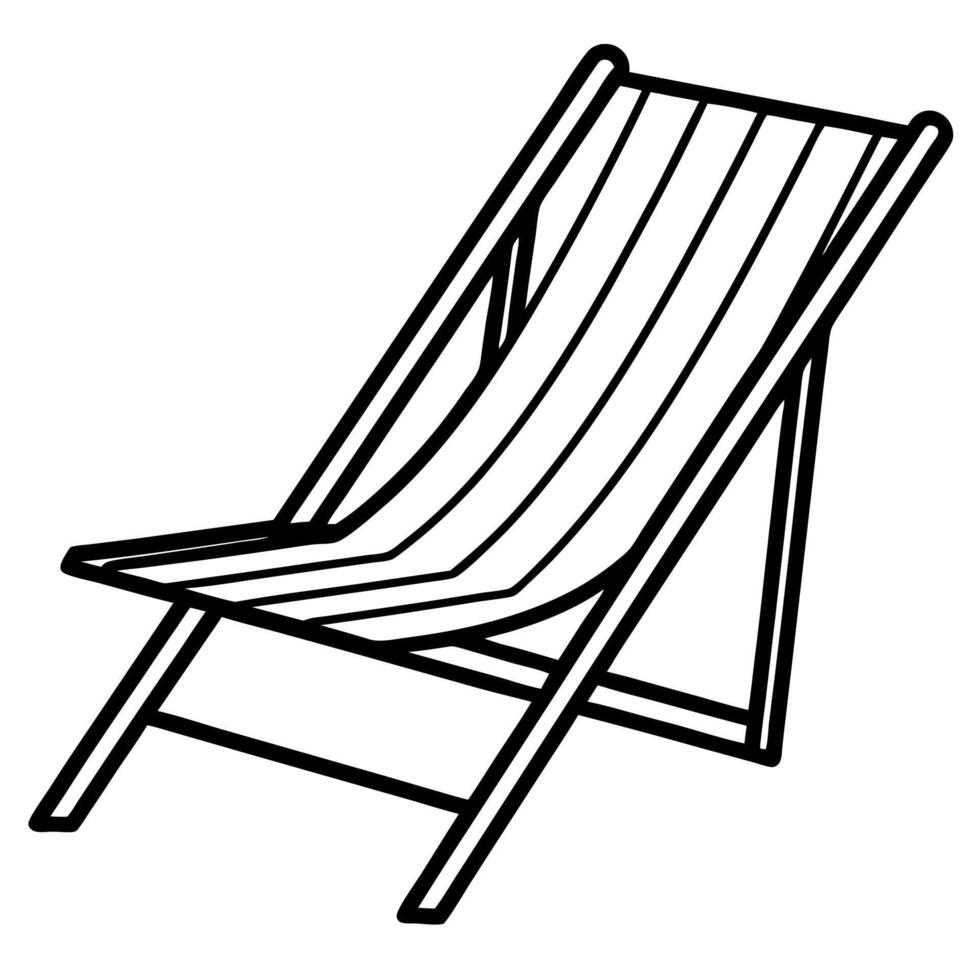 beach chair icon, illustration line art vector