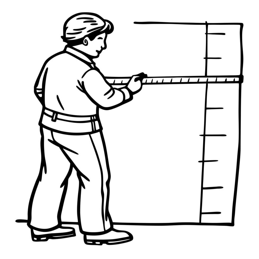 measuring a wall, illustration line art vector