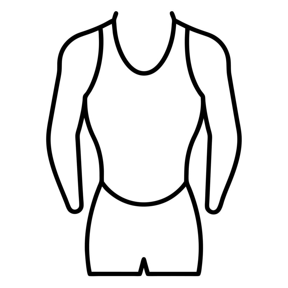 simplistic silhouette of a wrestling singlet mens bodysuit, illustration line art vector