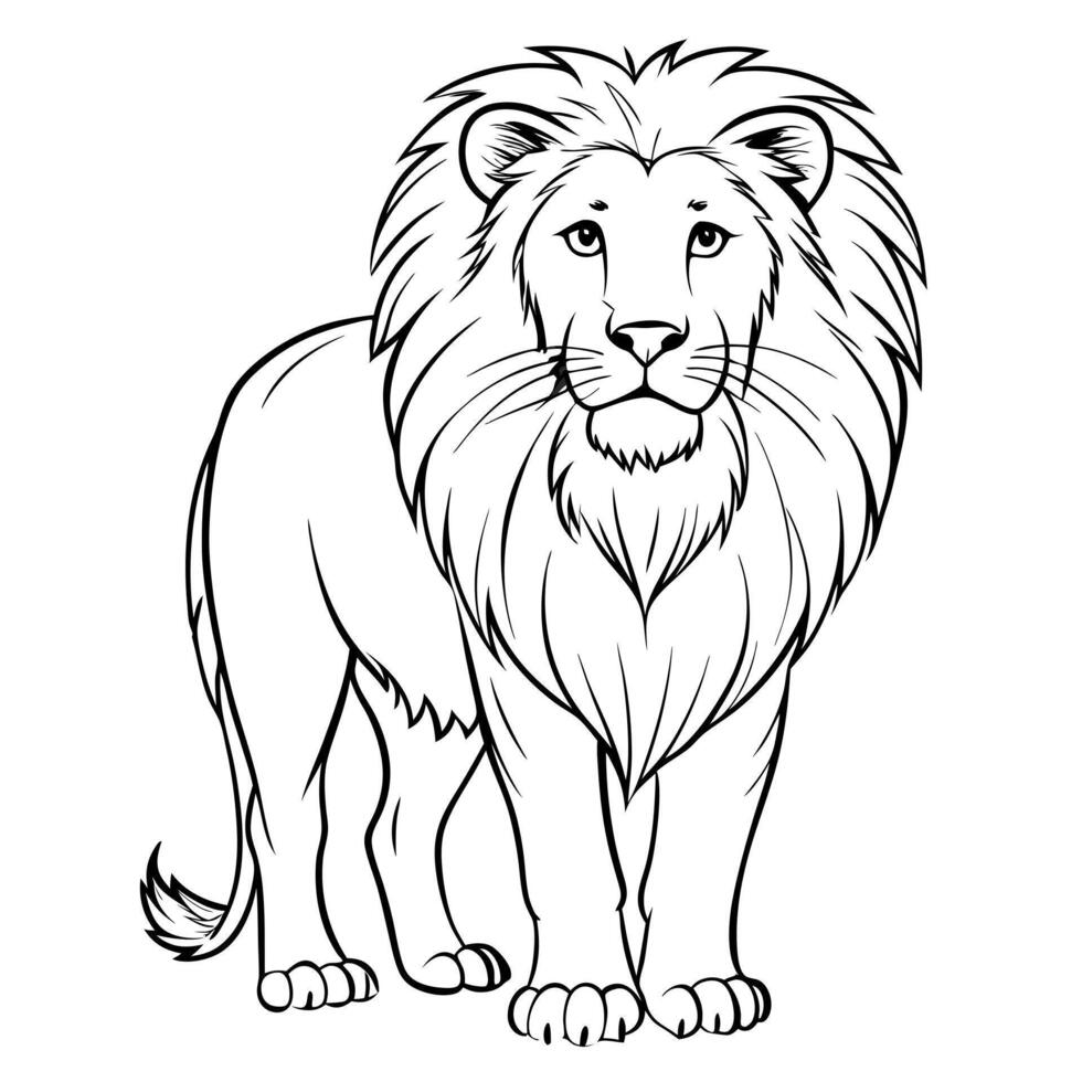 lion, illustration line art vector