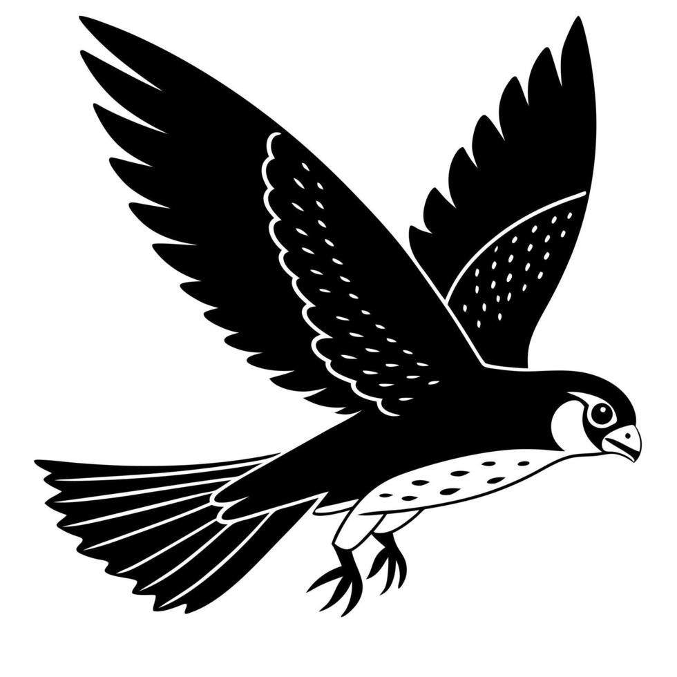 american kestrel jumping, illustration line art vector