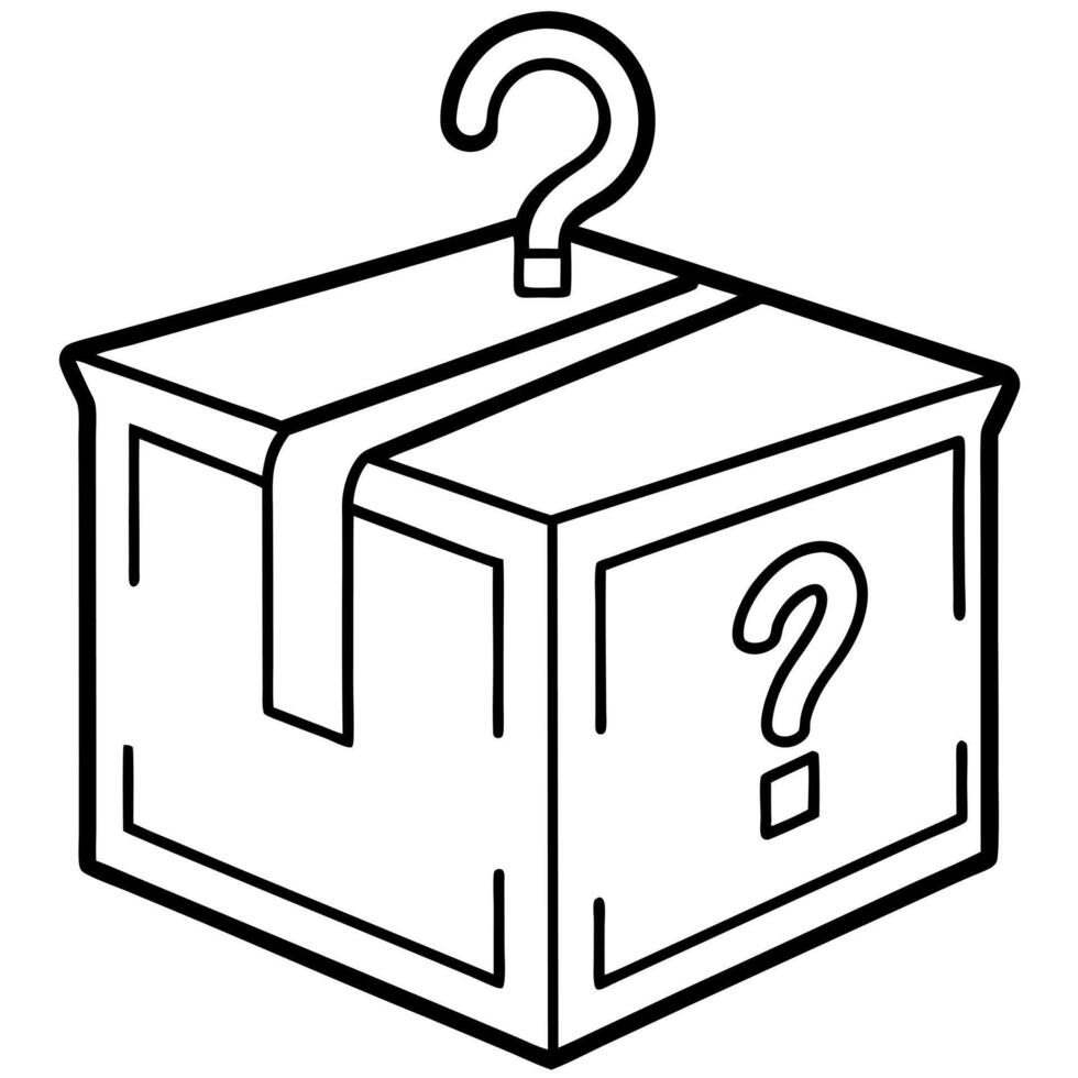 box with a question mark, illustration line art vector