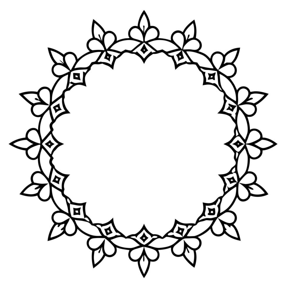 round ornament frame or circular pattern in form of mandala, illustration line art vector