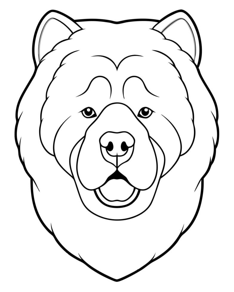 chow chow entire head front view, illustration line art vector