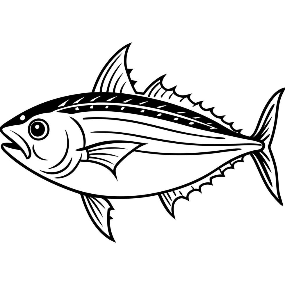 tuna, illustration line art vector