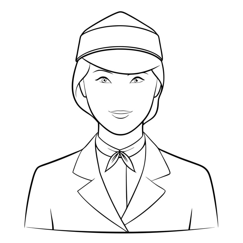 flight attendant, illustration line art vector