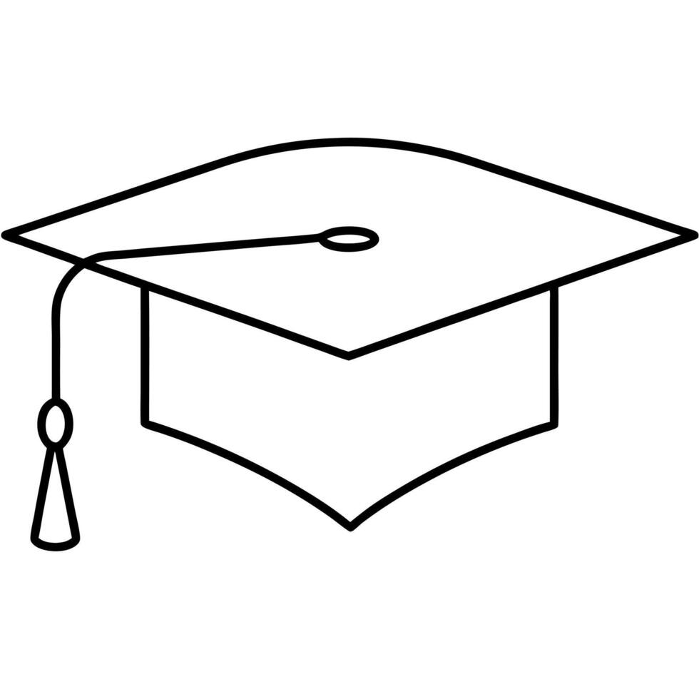graduation hat, illustration line art vector