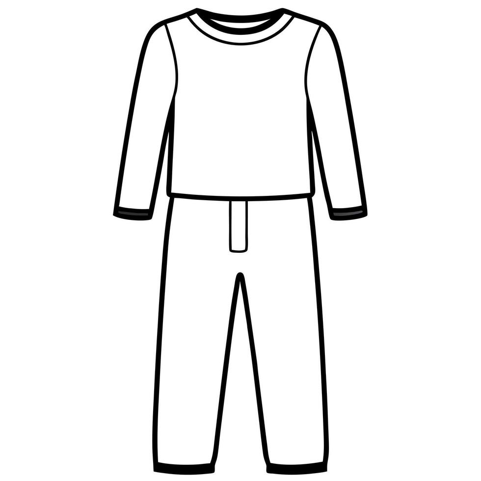 generate a kids pajama set mockup with long sleeves and pants in svg format, displayed in black vector