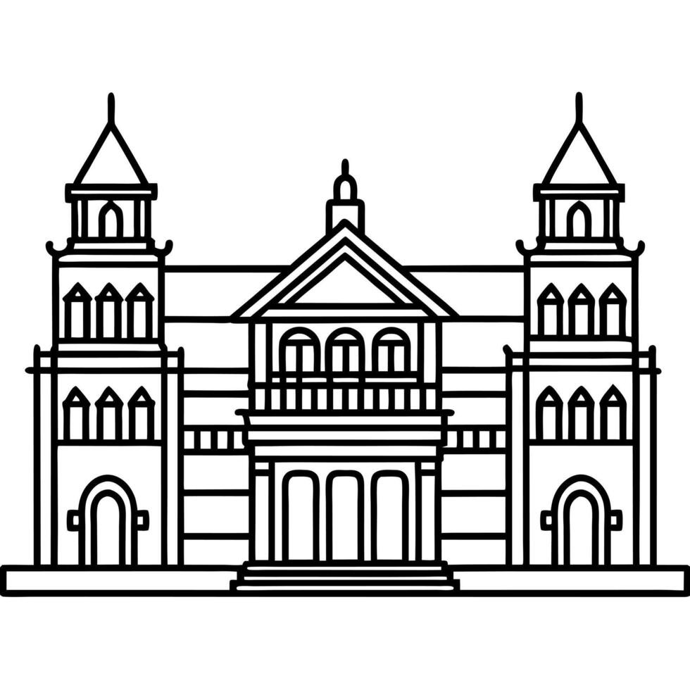 a building that incorporates elements from different architectural styles, creating a fusion of old vector
