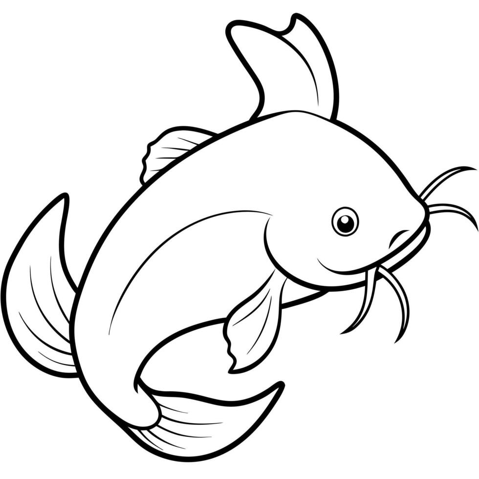 cat fish, illustration line art vector