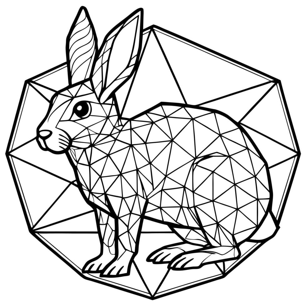 polygon field hare, illustration line art vector
