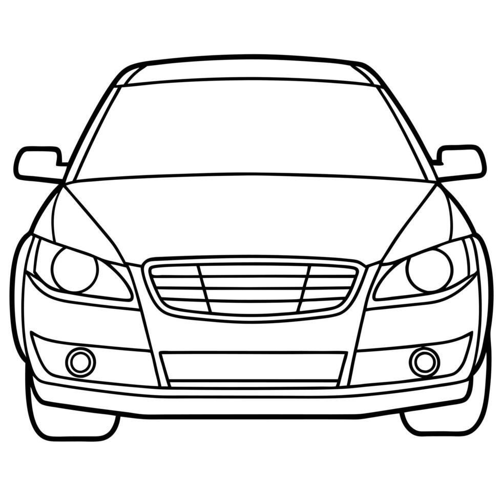 car outline art black color, illustration line art vector