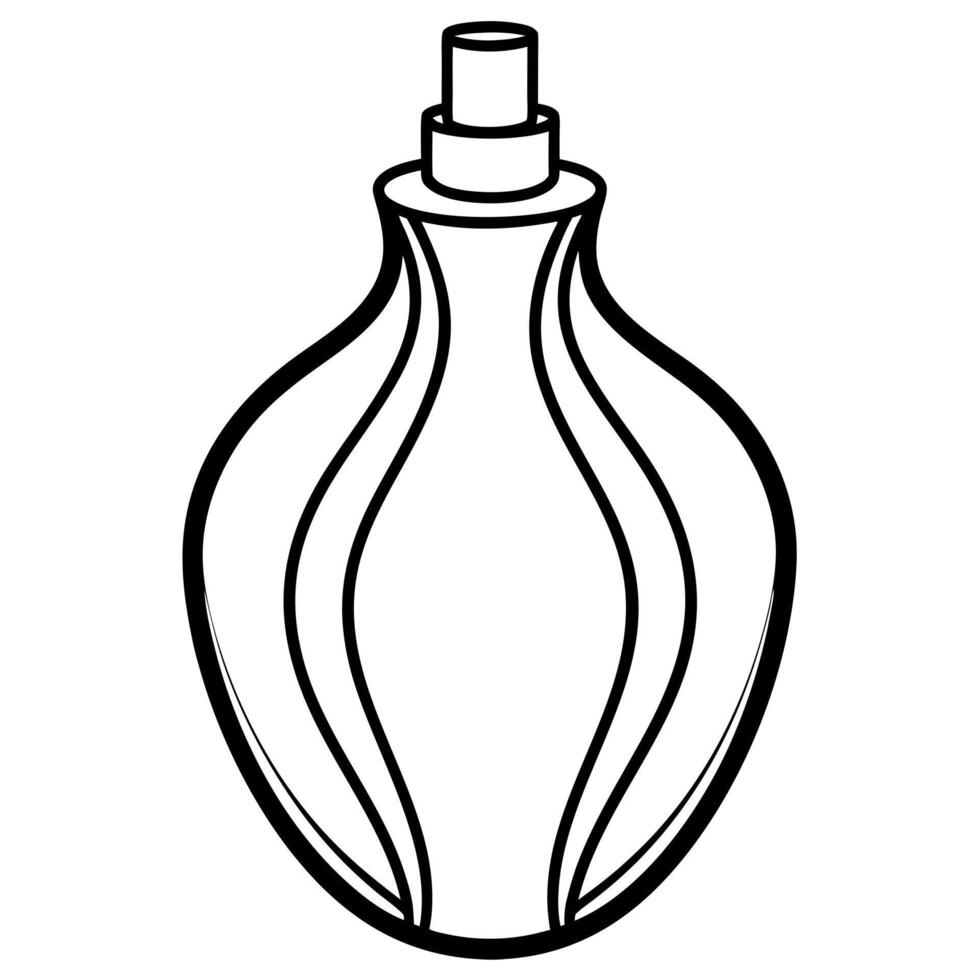 an unusual form of perfume, smooth lines and curves, minimalism, illustration line art vector
