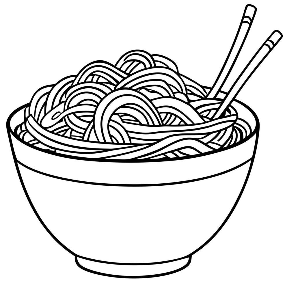 noodles, illustration line art vector