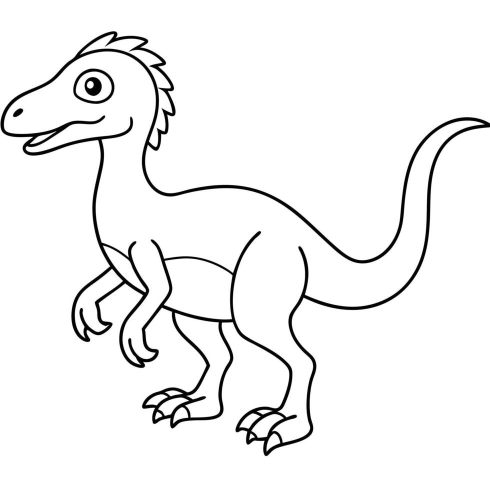 cute dinosaur deinonychus coloring page, illustration line art vector