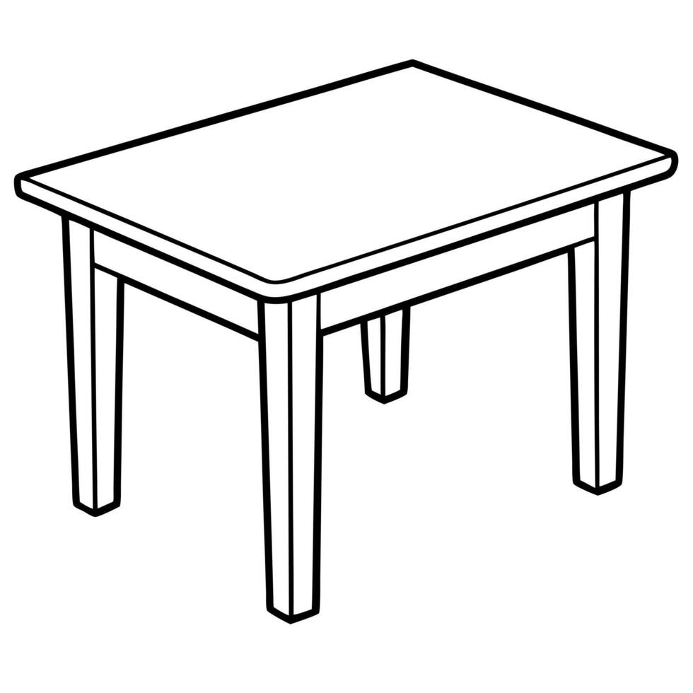 a table isolated on white, illustration line art vector