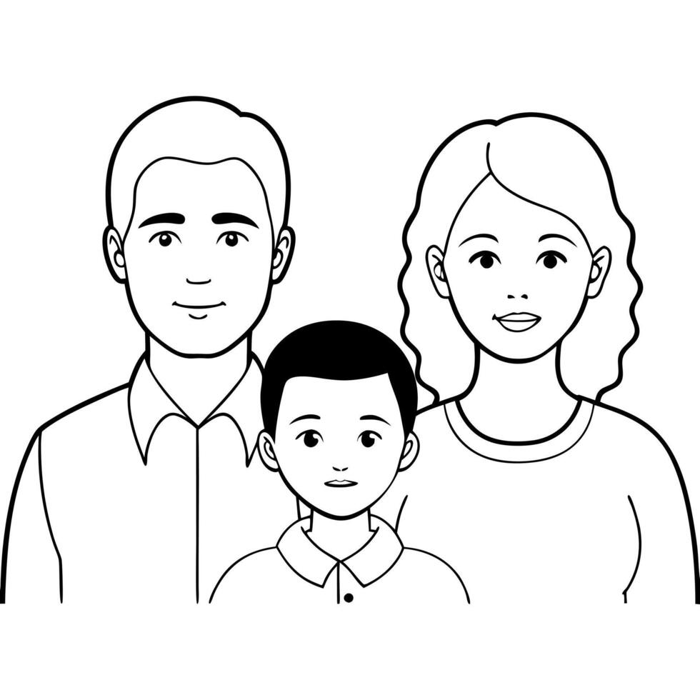 a family group, illustration line art vector