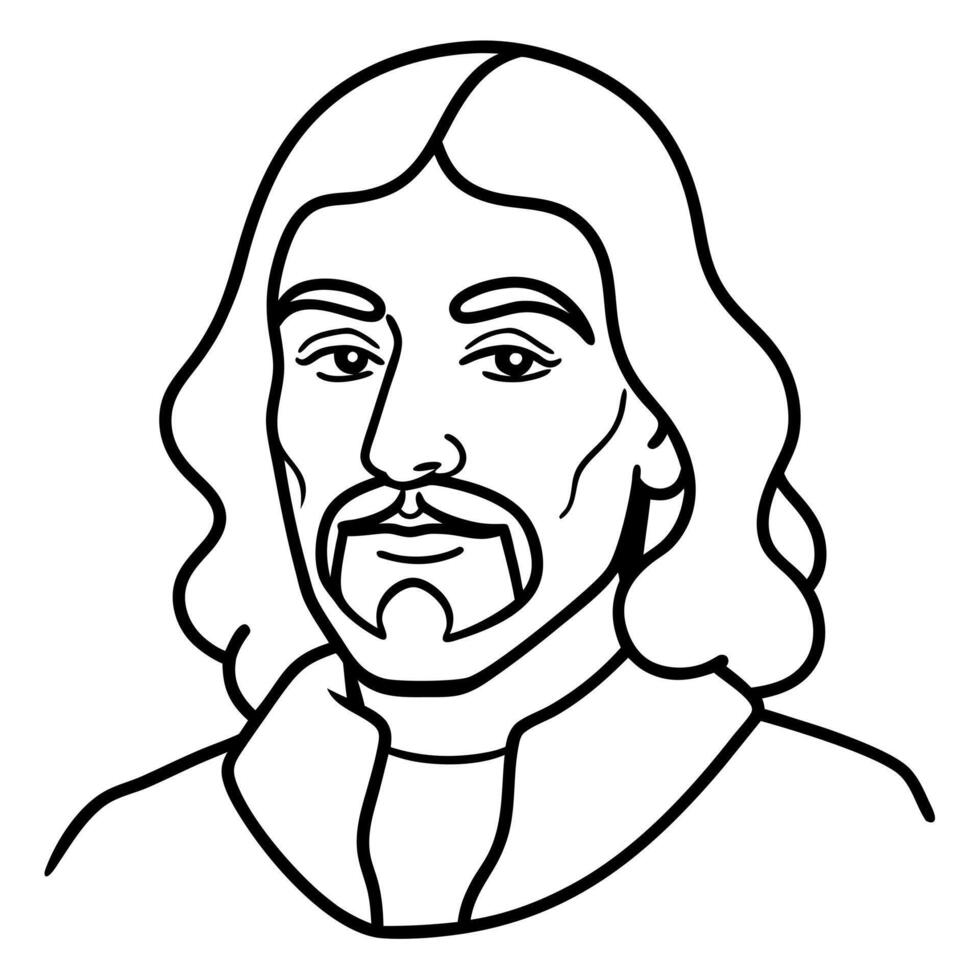 rene descartes, illustration line art vector