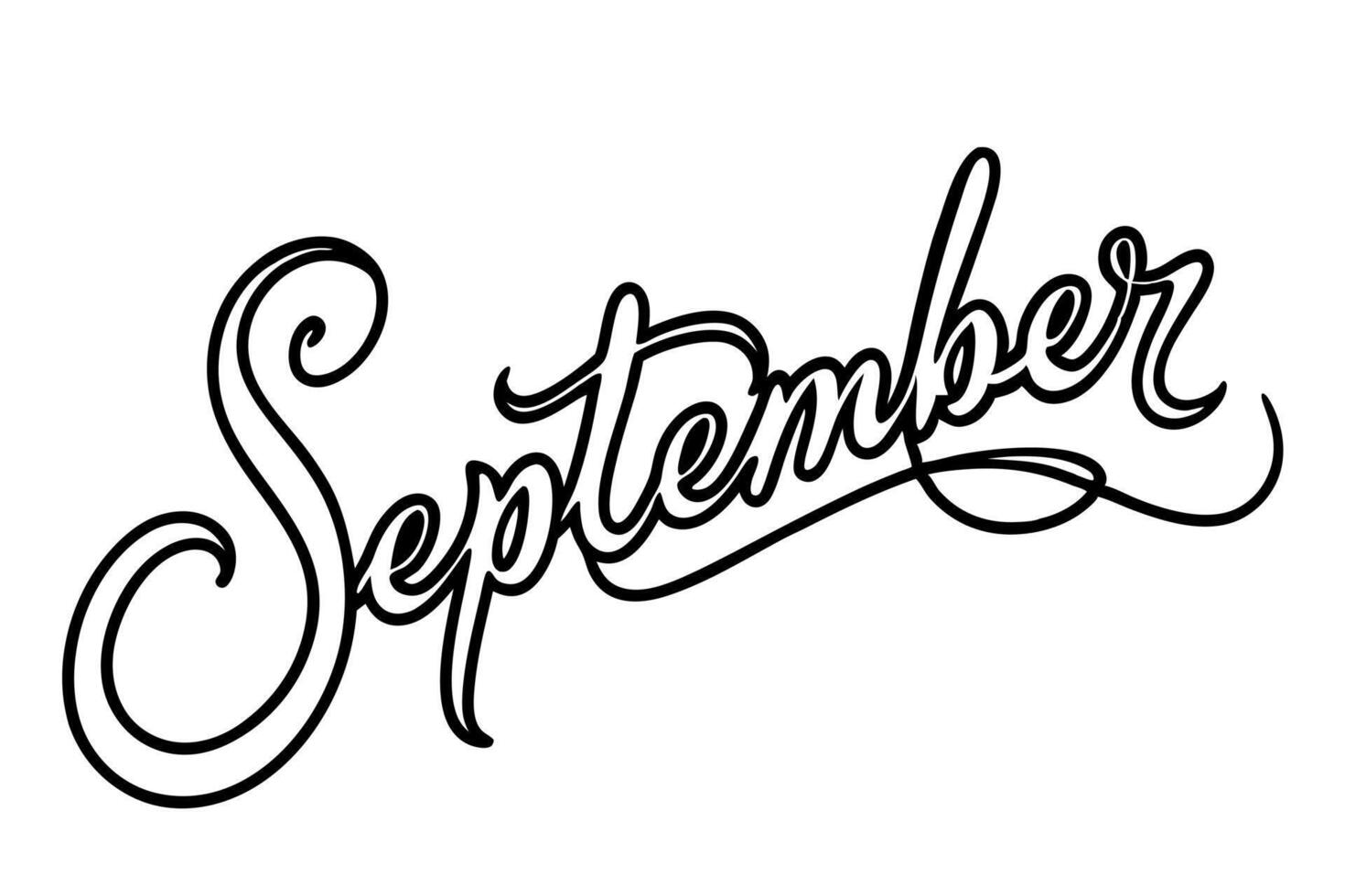 september cursive, illustration line art vector
