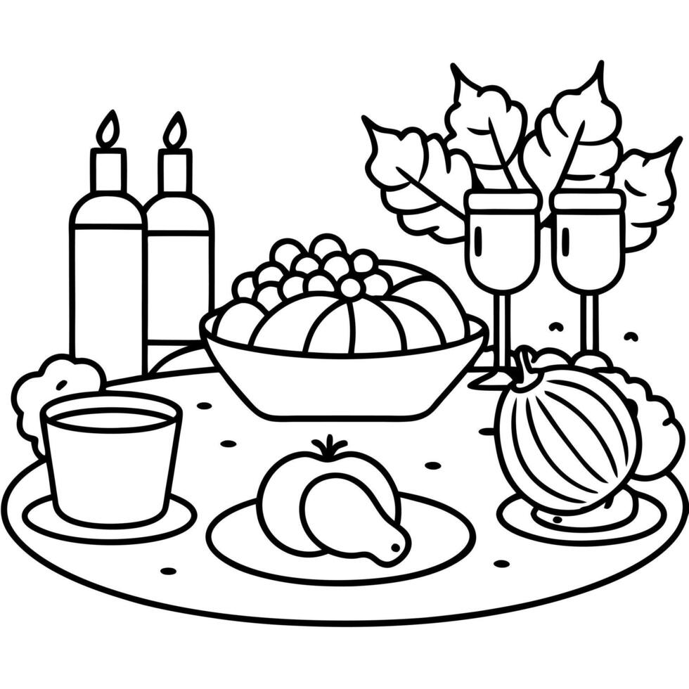 thanksgiving, illustration line art vector