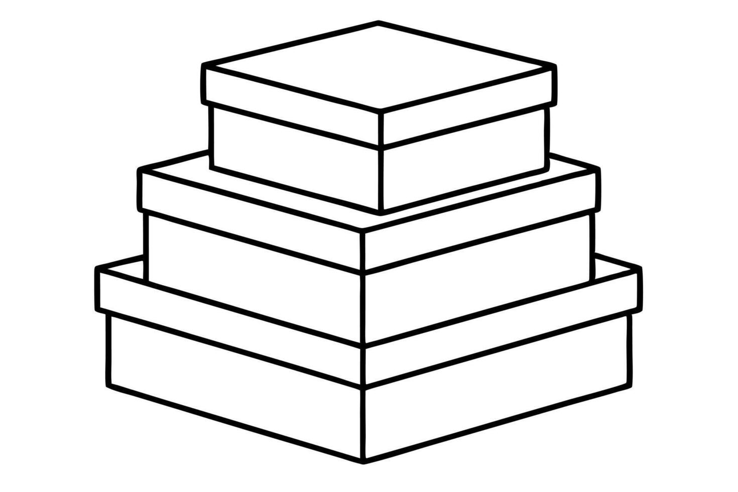 3 boxes stock on top of each other, illustration line art vector