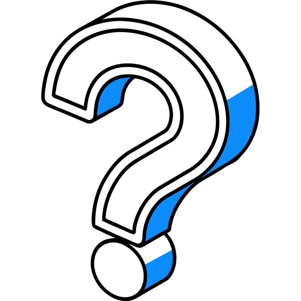 blue question mark to find answer on white background 3d illustration, illustration line art vector