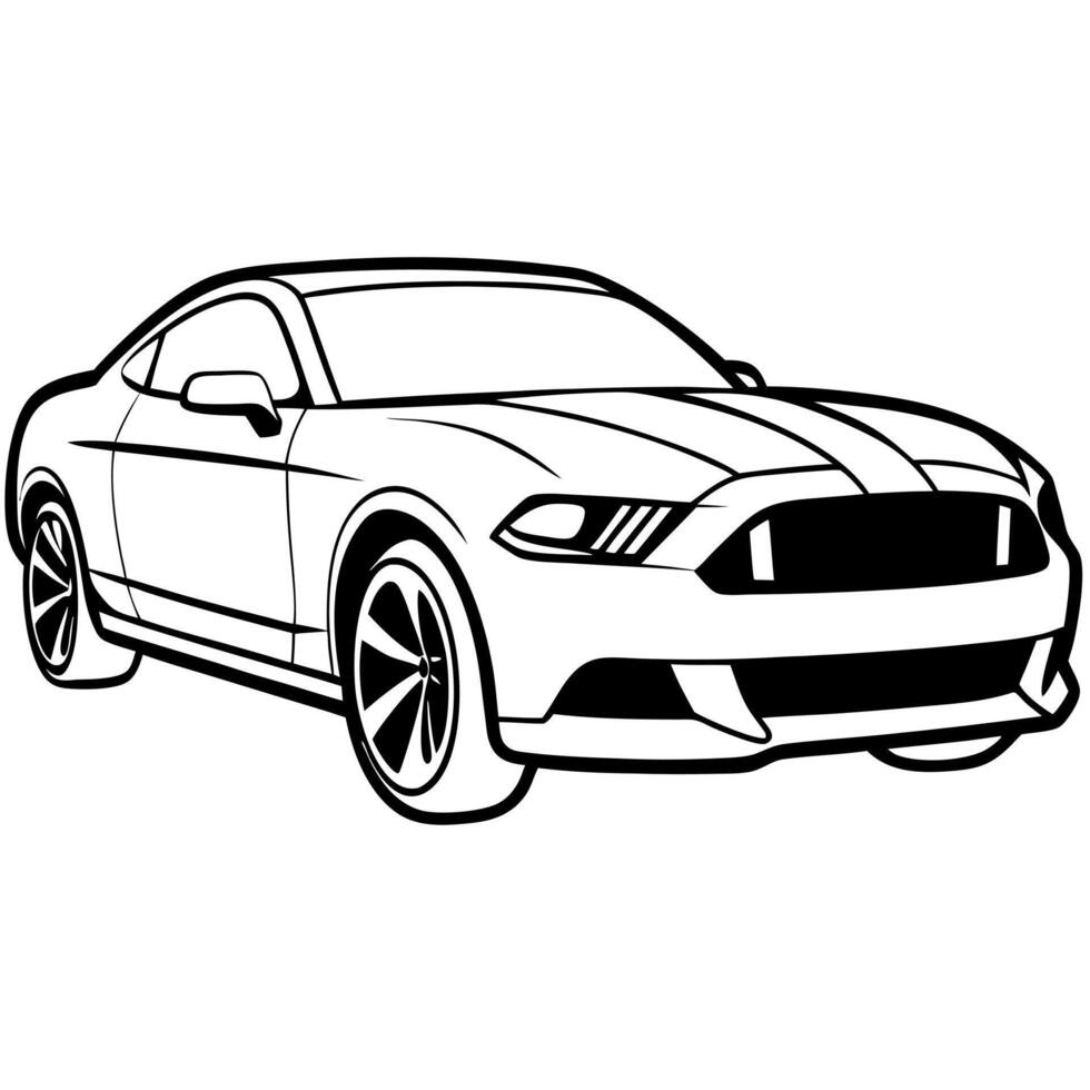 a ford mustang 2017, illustration line art vector