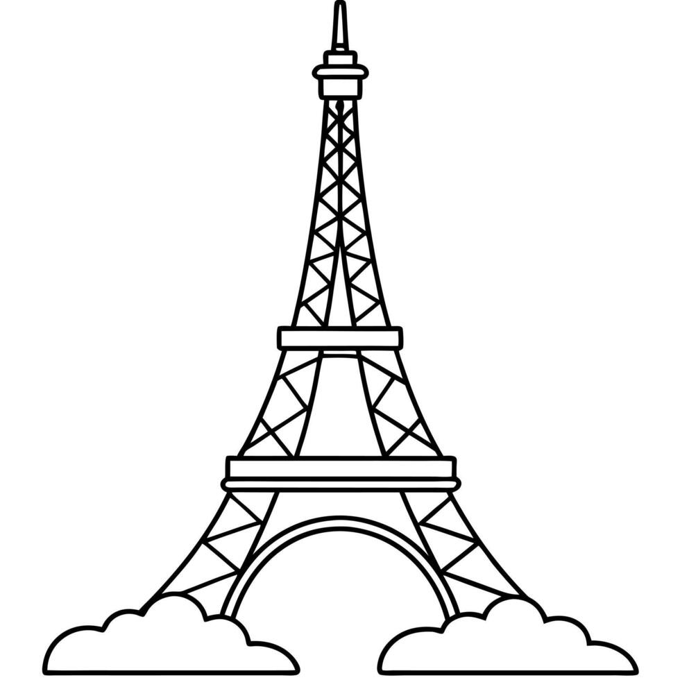 eiffel tower, illustration line art vector