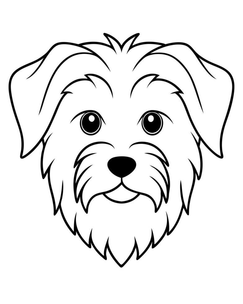 maltese dog entire head front view, illustration line art vector