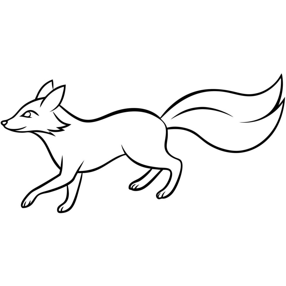 a fox runing, illustration line art vector