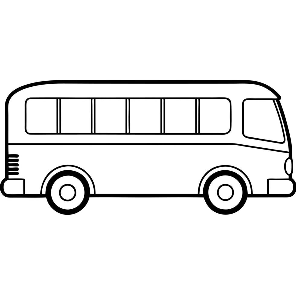 bus on a white background, illustration line art vector