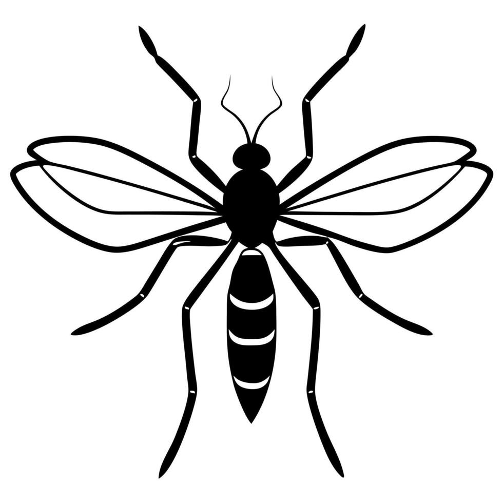 mosquito menace silhouette, different style art, solid white color background, illustration vector