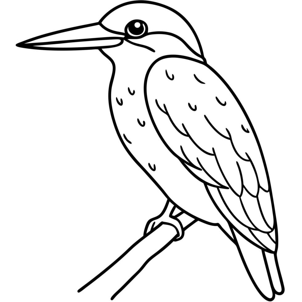 a detailed illustration of a kingfisher bird perched on a simple, leafless branch the bird vector