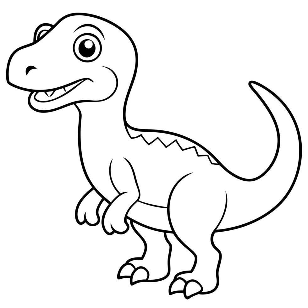 cute dinosaur allosaurus coloring page, illustration line art vector