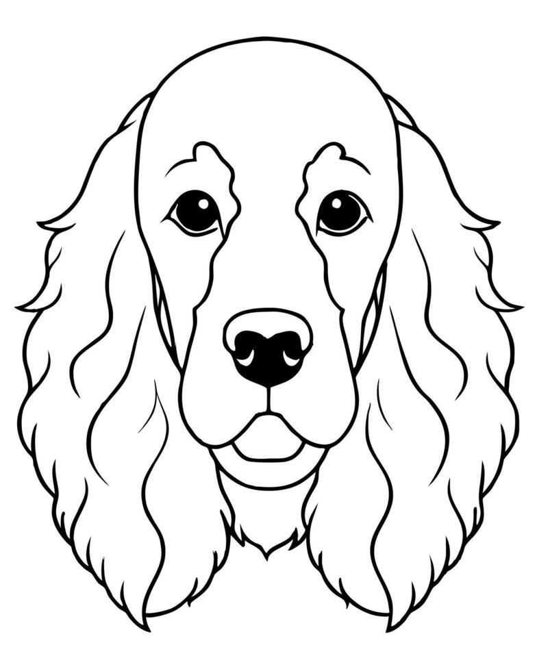cocker spaniel dog entire head front view, illustration line art vector