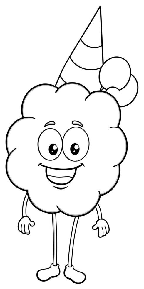 a broccoli with big, googly eyes, holding a balloon and wearing a party hat, illustration vector